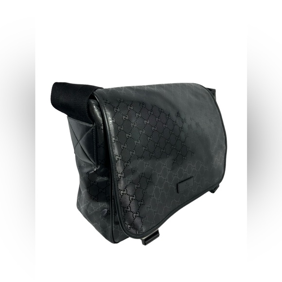 GUCCI 270794 black Imprime Mamas Diaper Bag messenger logo flap Authenticated - Picture 2 of 16